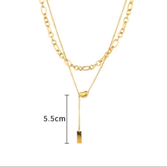 💎BOGO❗️Double 2 Layer Gold Toned Necklace chain with gold bead - Picture 8 of 8